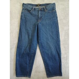 Banana Republic Sz 8 Curvy Barrel Jeans High Rise Dark Wash Relaxed Ankle Taper